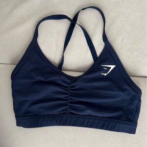 Gymshark Ruched V Neck Navy Sports Bra